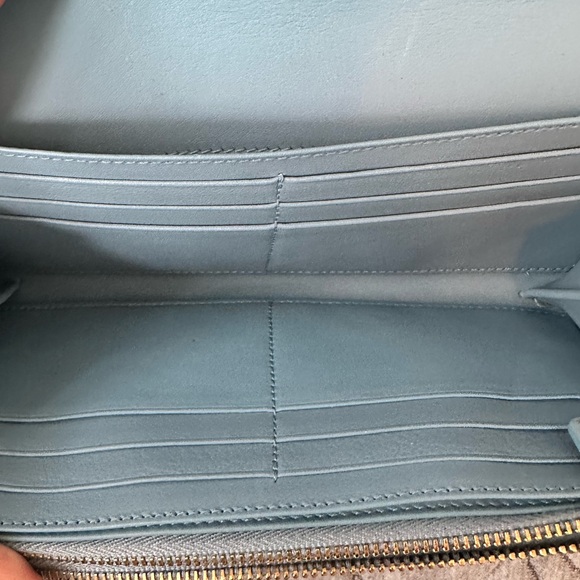 EUC🩵Saint Laurent Paris Blue Glacier Leather Y Line Flap Wallet - Picture 12 of 15